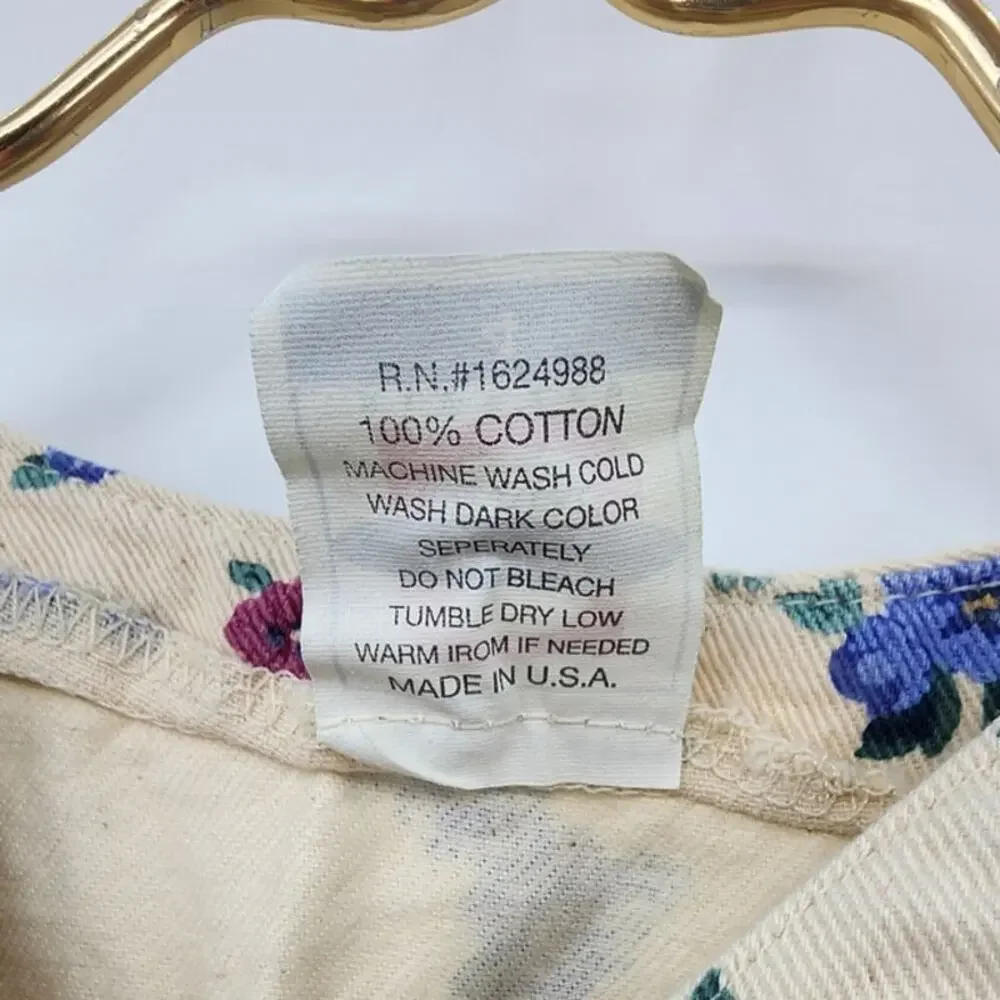 Vintage‎ Girls White Denim Floral Sleeveless Vest Size 4 Made In U.S.A.